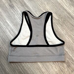 LULULEMON athletic sports bra. Minor piling on inside band. Size 6. Grey/black.